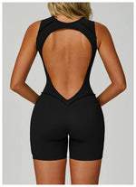 New Seamless Yoga Jumpsuits Sports Fitness Hip-lifting Backless Shorts One-piece Workout Gym Leggings Tracksuits for Women