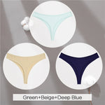 3Pcs/Set Women Cotton G-String Panties Female Low Rise Thongs Ladies Sexy Bikini 7 Solid Color Girl Soft M-XL Intimates Lingerie