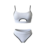 New Solid Color Two Piece Bikini Set Women Sporty Casual Push Up Tummy Control Swimsuit Swimwear Beach Vacation Summer Swimsuit