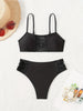 ZTVitality Black Sexy Push Up Bikini Set 2025 New Arrival Padded Mid Waist Hollow Out Swimsuit Women's Swimwear Summer Beachwear