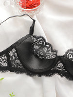 Women's Embroidered Breathable Lace Sexy Bra with Steel Hoop Collar Push Up Shoulder Straps Adjustable for Daily Comfort A3166