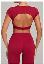No Padded Women's Yoga T-shirt Short Sleeves Bra Backless Fitness Top Beautiful Back Gym Clothes Form-fitting Running Tee