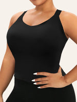 Women's Plus Size Wireless Seamless Bra Tank Top with Removable Pads Wide Straps Ribbed Breathable Thermal Warm Vest for Sports