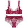 French Sexy Ultra Thin Bra Set Women Red Temptation Underwear Lace Embroidery Breathable Lingerie Romantic Bow Decorative Bras