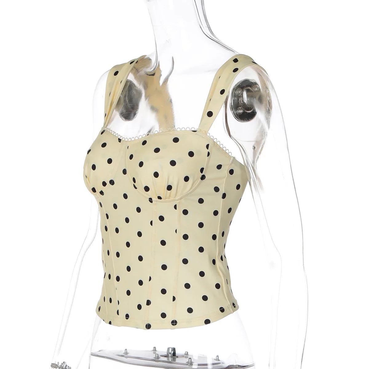FDYOUI 2026 Summer Women's Polka Dot Camisoles Fashion Sexy Sleeveless T-shirt Backless Slim Corset Female Crop Tops Streetwear