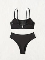 ZTVitality Black Sexy Push Up Bikini Set 2025 New Arrival Padded Mid Waist Hollow Out Swimsuit Women's Swimwear Summer Beachwear
