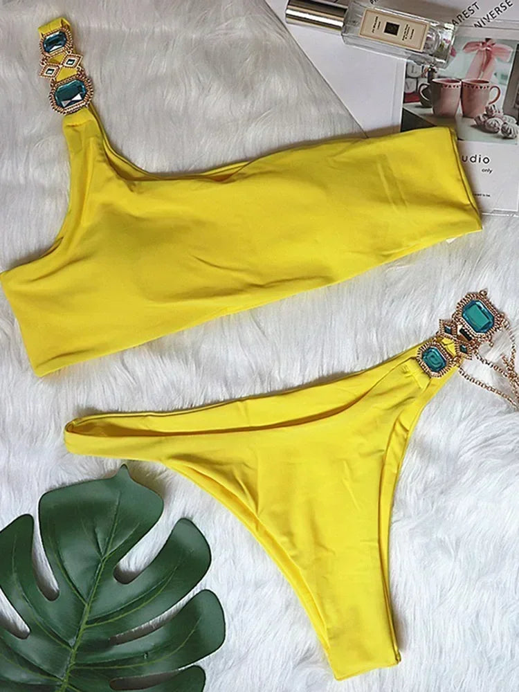 Halter Crystal Rhinestone Diamond Bikini 2026 Female Swimsuit Women Swimwear Two Pieces Bikini set Brazilian Bathing Suit Swim
