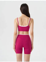 Women's 2-piece Yoga Set Fake Two-Piece Color-Block White Stripe Camisole Running Sports Bra Shorts Yoga Outfit Set