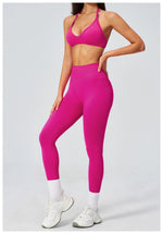 Breathable Quick Drying Yoga Set for Women Beauty Back Sports Bra High Waist Leggings Fitness Suit Outwear Gym Running Tracksuit