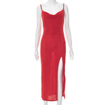 Elegant Sexy Evening Party Dress for Women 2022 New Midi Long Bodycon Slip Dresses Summer Thigh Split Vestidos De Fiesta