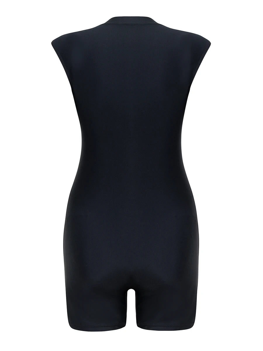 2026 Zipper Rushguard Sleeveless Slim Swimsuit Women One Piece Swimwear Female Bather Bathing Swimming Swim Surf Suit Beachwear