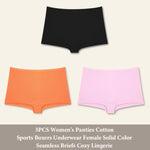 3PCS Women's Panties Cotton Seamless Sports Boxers Underwear Female Solid Color Briefs Cozy Lingerie Intimate Underpants XS-XL