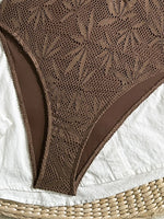 Leaves Printed Mesh Hollow Out Women Swimwear One Piece Swimsuit Female Monokini High Leg Cut Bather Slim Bathing Suit Swim Lady