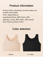 Women's Large Breasts Underwear Wide Shoulder Invisible Corset Antibump Thin Underwear Full Cup Vest Traceless Bra with Bra Pads