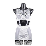 Toucheart 5-Pieces Erotic Lingerie Sexy Hip Skirt For Women Mesh Patchwork Hollow Out See-Through Lure Garters Underwear Suit