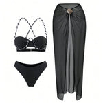 XS - L 3PCS With Skirt Underwired Bikini Female Swimsuit Women Swimwear Bather Bathing Suit Swim Three-pieces Bikini set K8045