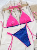 Zebra Print Halter micro Bikini 2025 women Bandeau String Swimsuit Female swimwear Neon Shiny bikini set Leopard Bathing Suit
