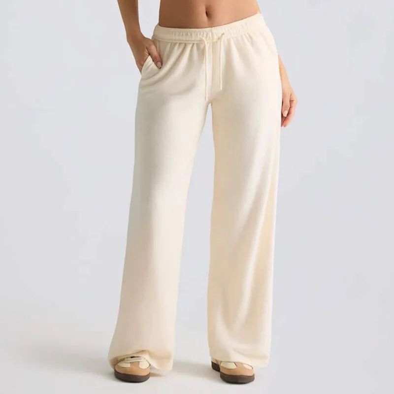 Women's Yoga Pants Autumn Winter High Waist Sweat Wide Leg Slimming Drawstring Loose Casual Outdoor Sports Running Sweatpants
