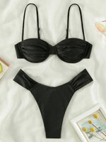 Sexy Wrinkled Underwired Brazilian Bikini Female Swimsuit Women Swimwear Two-pieces Bikini Set Triangle Bathing Suit Swim Lady