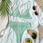 5 Colors Sexy Bikini Women Solid High Waist Swimwear Swimsuit Bikinis Set Ribbed Bathing Suit Female Maillot De Bain Femme 2026
