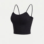 Women's Wireless Bra No Pad Camisole Top Solid Color Sweetheart Neck Fine Strap Lounge Wear M022