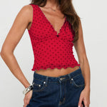Sexy Cropped Tops for Women Dot Print Deep V neck Tank Tops Slim Fit Summer Vest