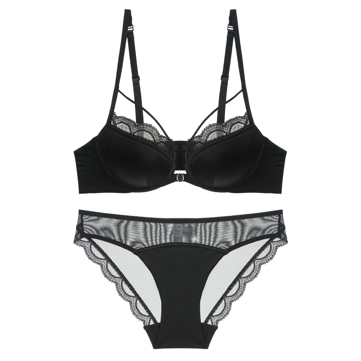 French Front Button Lace Bra Set for Women Sexy Spaghetti Strap Thin Push Up Bra Breast Collection Smooth Brief Sets Lingerie
