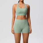 2PCS Yoga Set Gym Clothes Sportswear Women Tracksuit Fitness Tracksuit Workout Suit Sports Bra Gym High Waist Push Up Shorts