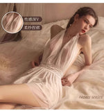 French Style Sexy Nightgown for Women Thin Strap Backless Lace Mesh Sleep Dress Summer French Style Hot Date Night Homewear