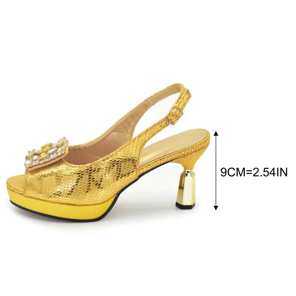 Doershow African fashion Italian Shoes And Bag Sets For Evening Party With Stones PEACH Italian Handbags Match Bags!HQ1-1