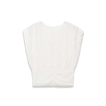 Fashionable Casual Solid Color Pleated Knit Top White Pleated Short Sleeve Blouse Waist Elegant Summer Top For Women Wear R6ZV
