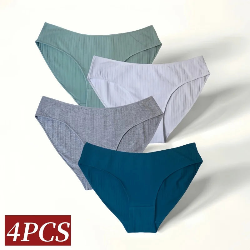 4Pcs/Set Women Low Rise Briefs Women's Cotton Panties Female Underpants Comfort Panties Sexy Lingerie M-XL Underwear