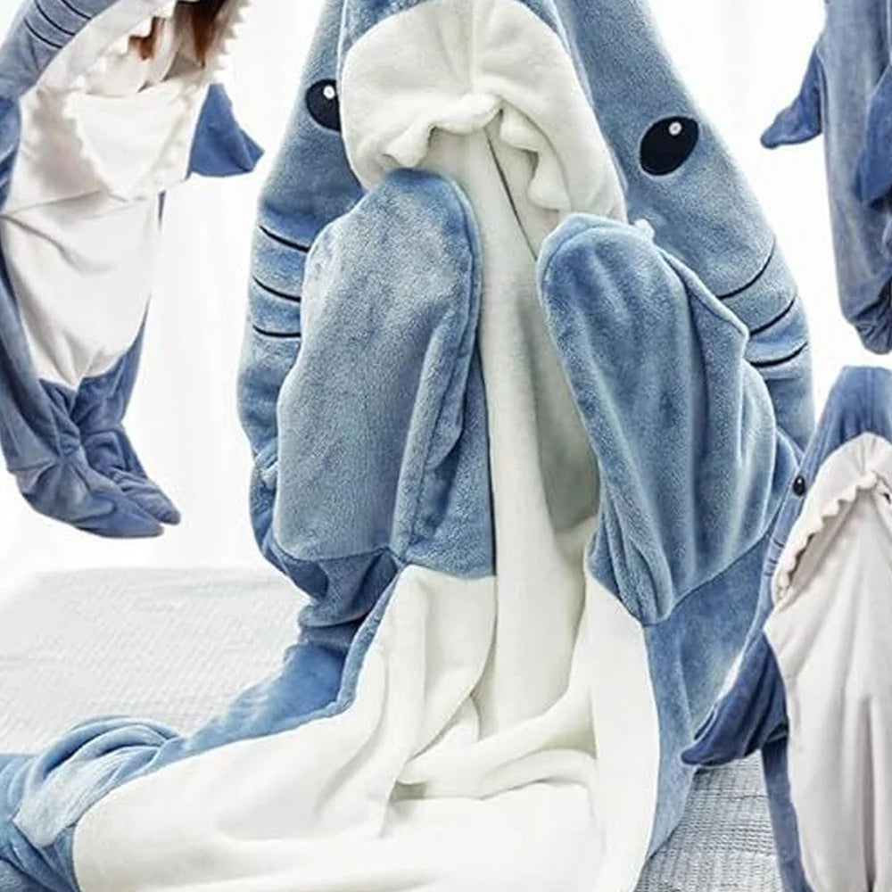 Cute Anime Cartoon Shark Jumpsuits Pajamas For Adults Couples Funny Onesize Role-playing Costumes Wearable Funny Nightdress