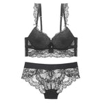 Europe Sexy Lace Flowers Embroidery Bra Set Adjustable Women Underwear Push Up Bras Romantic Burgundy Plus Size Lingerie Panties