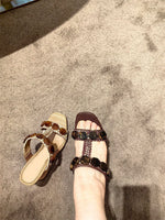 Boho Raffia Comfortable 8cm High Heels Wedge Slide Mules T-Strap Vacation Beach Straw Heels Espadrille Wedge Sandals Women Shoes
