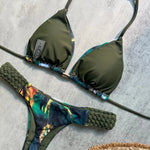 Print Halter Braided Rope Mini Thong Bikini Female Swimsuit Women Swimwear Two-pieces Bikini Set High Cut Bathing Suit Swim Lady