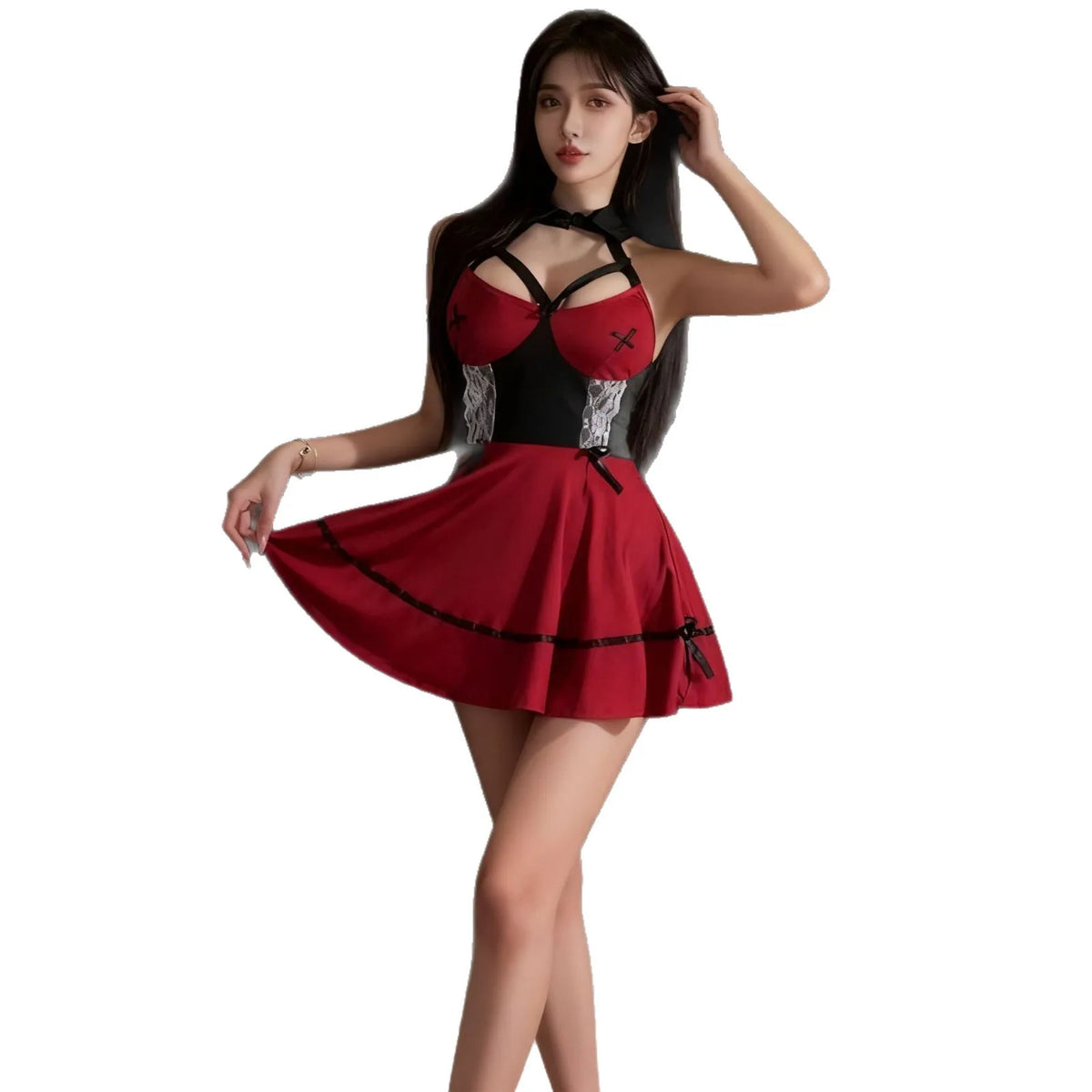 Sexy Lingerie New Style See-through Pure Desire Uniform Seductive Hot Girl Dress Nightclub Passion Fashion Sexy Mini Dress TQI7