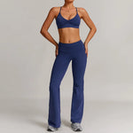Women 2PCS Yoga Suit Sports Gym Set Tracksuit Workout Long Sleeve Shirt Fitness Flared leggings Short sleeve shorts running suit