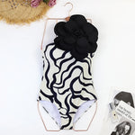 2024 Sexy Sling Ruffle Solid Two Pieces Bikini Women High Waist 3D Flower Swimsuit Skirt Summer Backless Beachwear Bathing Suit