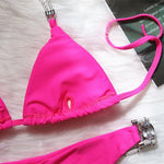 DEKA Diamond Bikini Set Brazilian Rhinestones Halter Women Swimwear Female Swimsuit Two-pieces Bikini Bather Bathing Suit Swim