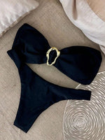 2026 Bandeau Bikinis Women Striped Padded Swimwear Female Sexy Swimsuit Solid Bathers Bathing Swimming Swim Suit Beachwear