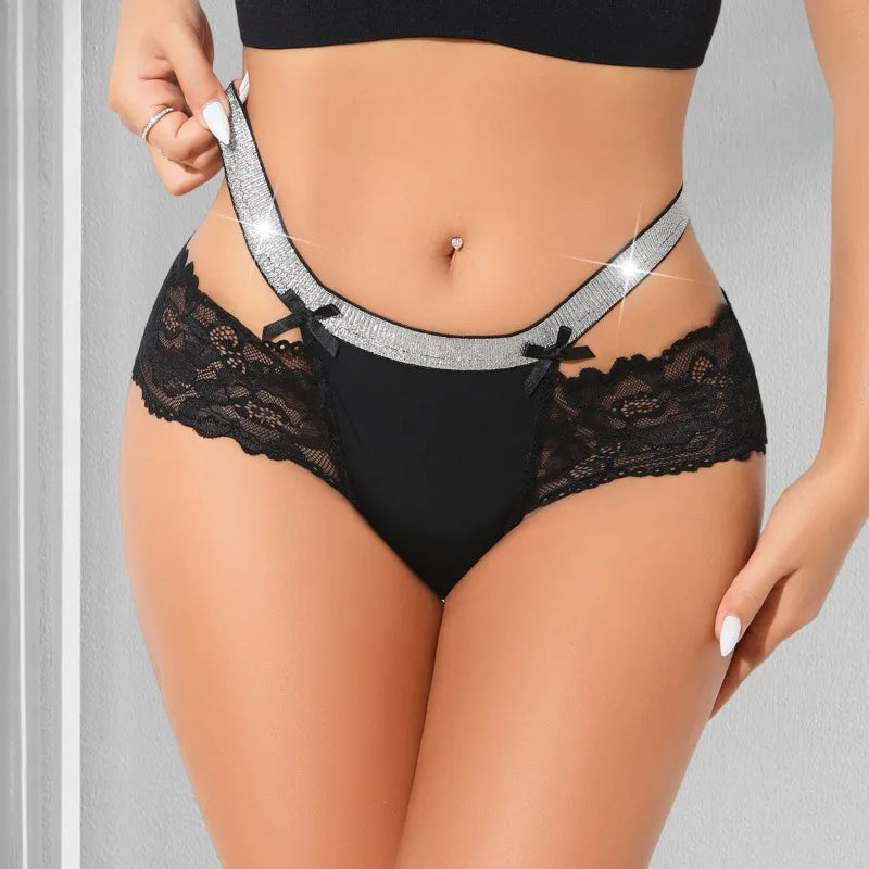 1pcs Low Rise Sexy Lace Women Panties Bow Decor Elegant Lady G-string Comfortable Sexy Lingerie 2026 New Fashion Underwear
