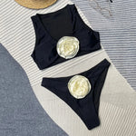 Sexy Black 3D Flower Bikinis Sets Holiday Solid Swimwear Women Swimsuits Bathing Suit Brazilian Bikini De Mujer 2026 Summer