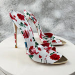 Sexy and fashionable printed slippers Shoes For Women's Sandals Summer Sexy Slippers Pointe Toe Thin Heels Stiletto Sandals12cm