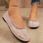 2026 Summer Fashion Lace Round Toe Shallow Flat Shoes Breathable Comfortable and Versatile New Women's Shoes