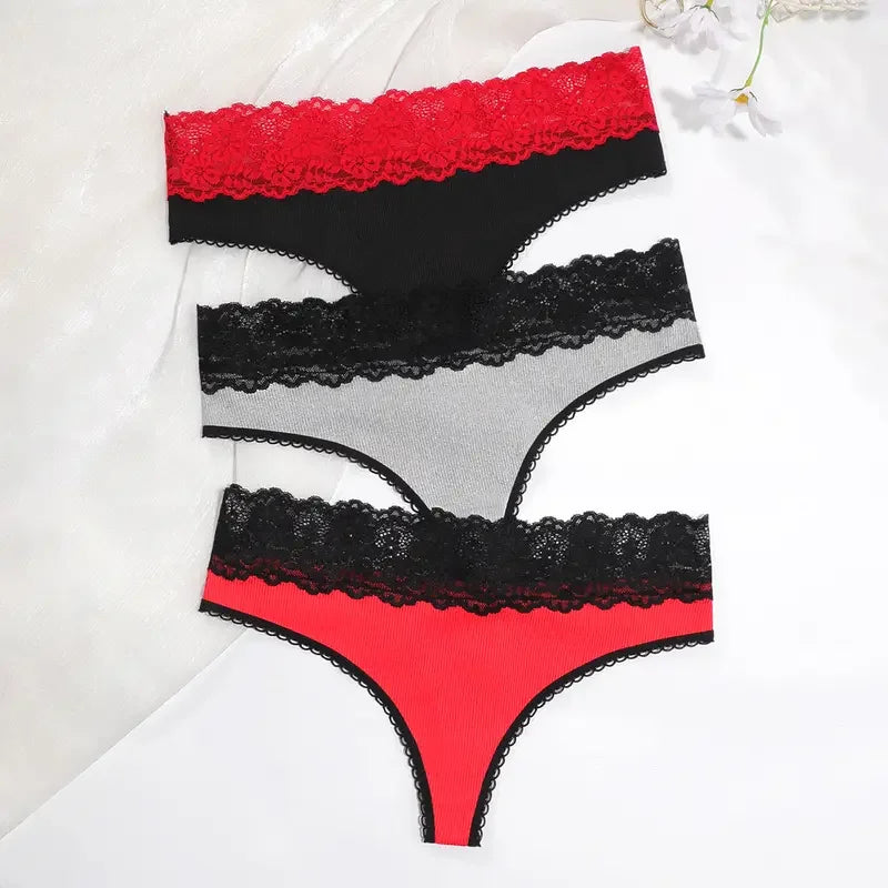 3pcs/pack Low Waist Floral Fashion Sexy Lace Women Panties Underwear Elegant Sexy Lingerie Breathable Comfortable Lady Briefs