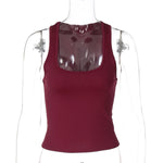 Women's Fashion Solid Tank Tops 2026 Streetwear Sleeveless T-shirt Female Square Collar Skinny Corset Y2K Girls Gray Crop Top