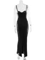 Ahagaga Eelgant Straps Women's Dresses Patchwork Lace SheathSolid Camisole Sleeveless Party Trend Fashion Female Vestidos Robes
