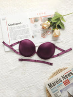 Women's sexy glossy solid color underwear with steel rims gathered push ups breathable daily comfortable bra A2124