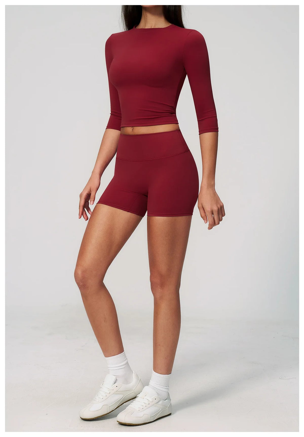 Yoga Sets Women Half Sleeve O Neck Slim Sports T Shirts High Waist Short Fitness Suit Outdoor Gym Running Workout Tracksuit